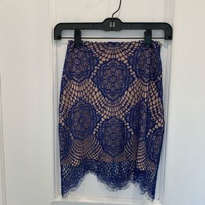 For Love and Lemons blue lace mini skirt. Size XS
